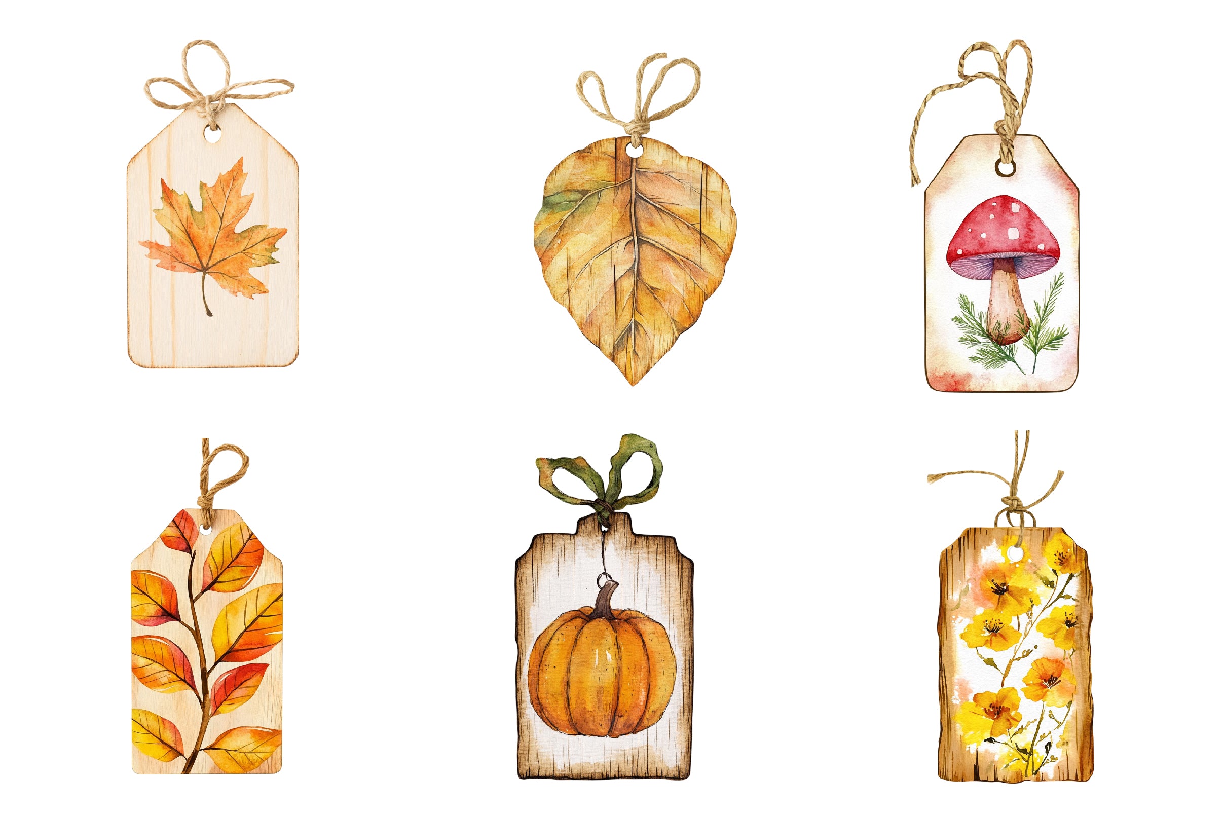 Vintage Wooden Autumn Tags Clipart Bundle - CraftNest - Digital Crafting and Art