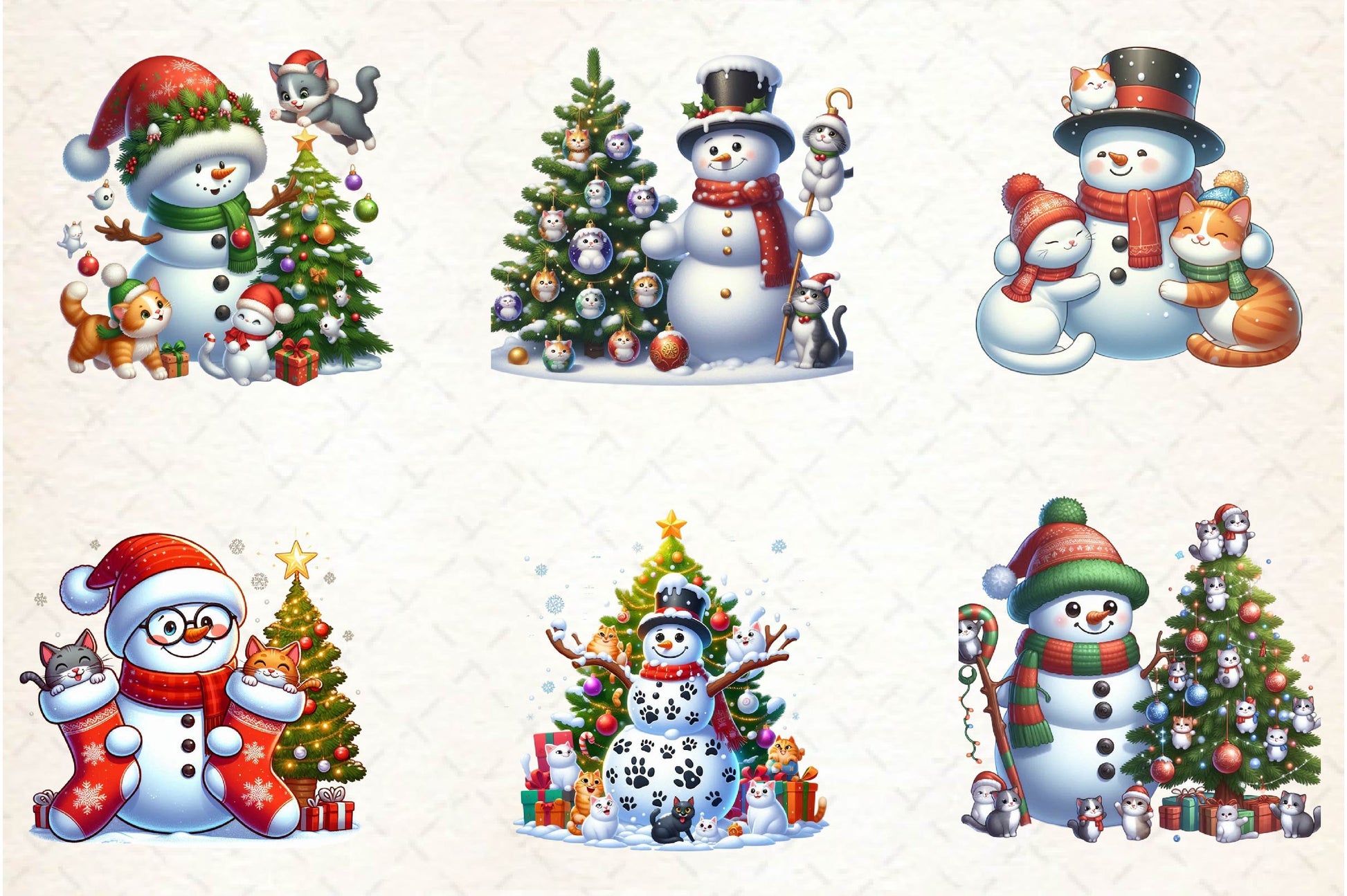 Christmas Snowman With Cats Clipart Bundle - CraftNest - Digital Crafting and Art