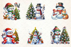 Christmas Snowman With Cats Clipart Bundle - CraftNest - Digital Crafting and Art