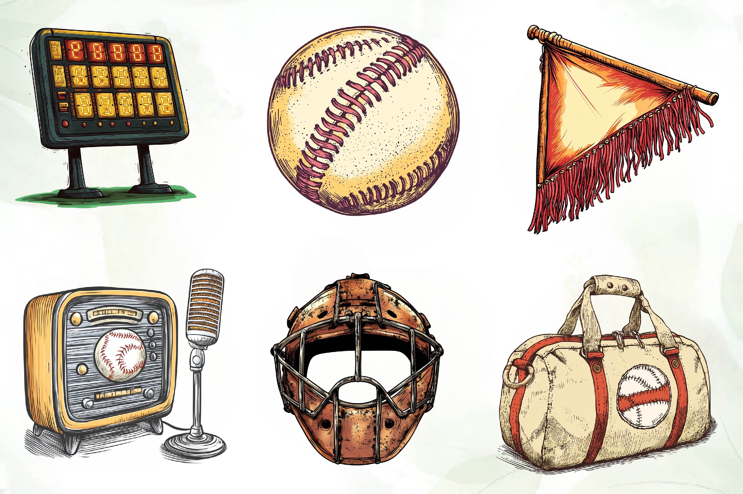 Vintage Softball Clipart Bundle - CraftNest - Digital Crafting and Art