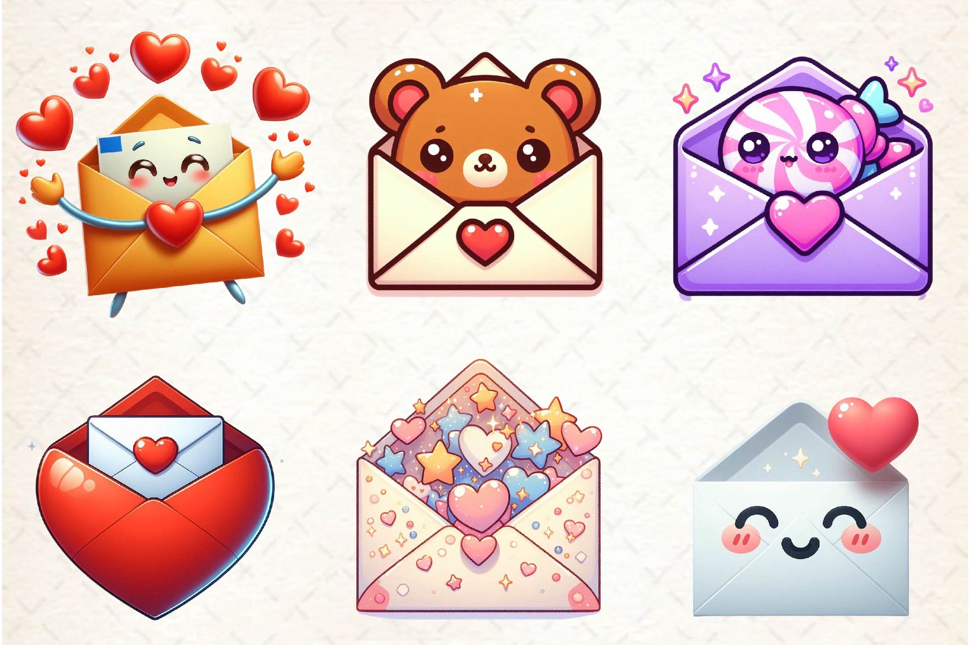 Kawaii Valentine Envelope Clipart Bundle - CraftNest - Digital Crafting and Art