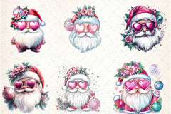 Santa Claus Retro Pink Christmas Clipart Bundle - CraftNest - Digital Crafting and Art