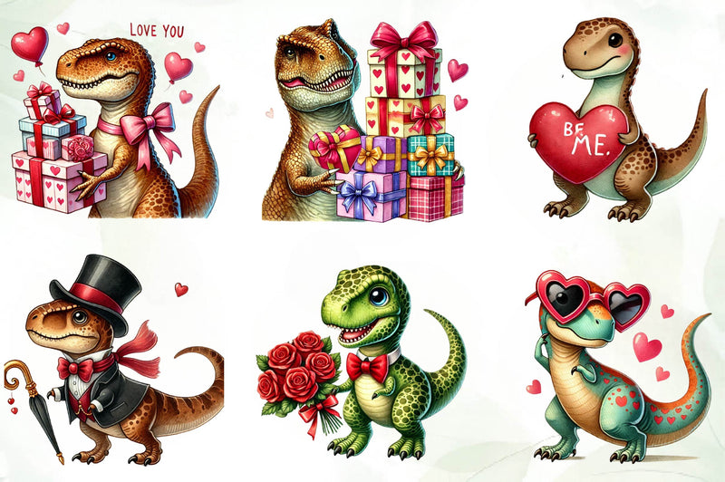 Valentines Day T Rex Clipart Bundle - CraftNest - Digital Crafting and Art