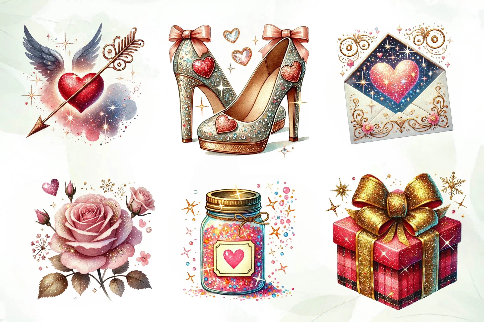 Glittery Valentine Clipart Bundle - CraftNest - Digital Crafting and Art