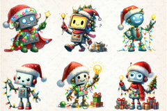 Funny Festive Robot Clipart Bundle - CraftNest - Digital Crafting and Art