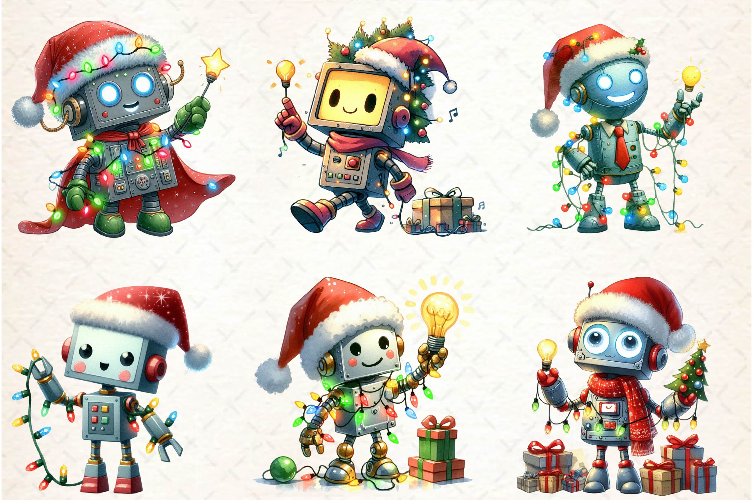 Funny Festive Robot Clipart Bundle - CraftNest - Digital Crafting and Art