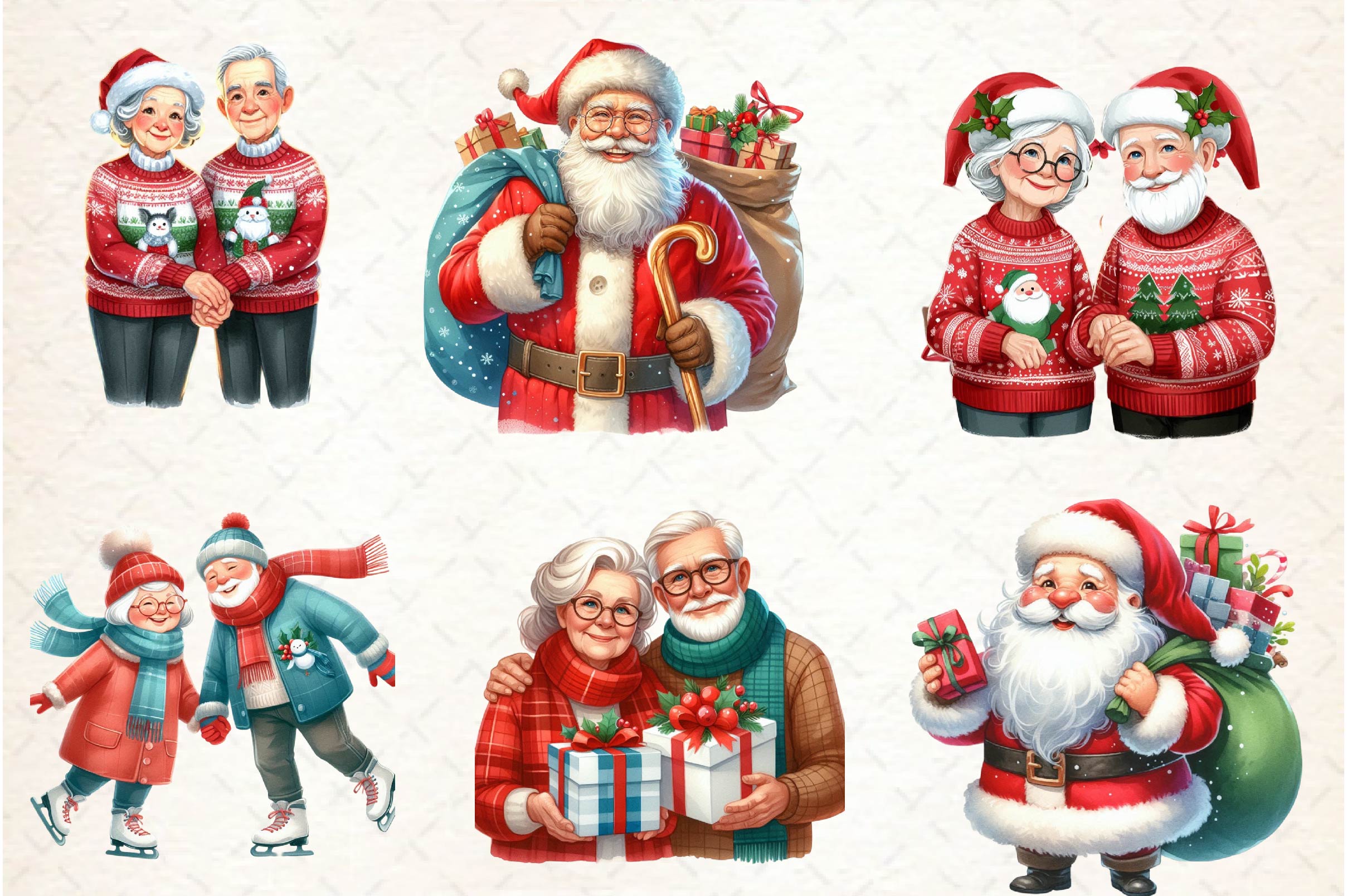 Christmas Elderly Set Clipart Bundle - CraftNest - Digital Crafting and Art