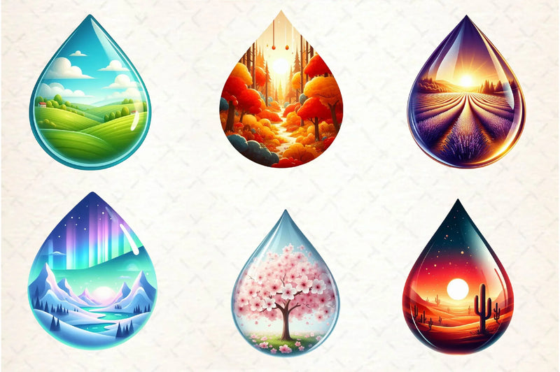 Landscape Water Droplet Clipart Bundle - CraftNest - Digital Crafting and Art