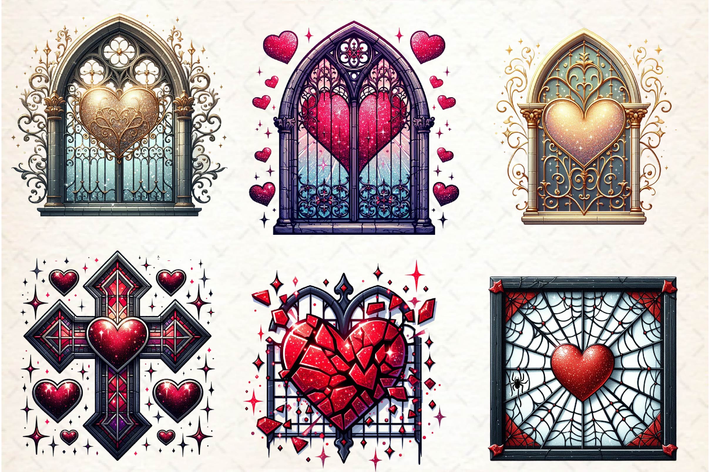 Valentine Gothic Windows Clipart Bundle - CraftNest - Digital Crafting and Art