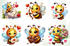 Cute Valentines Day Bee Clipart Bundle - CraftNest - Digital Crafting and Art