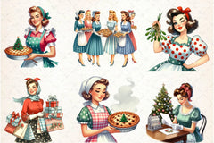 Retro Christmas Housewives Clipart Bundle - CraftNest - Digital Crafting and Art