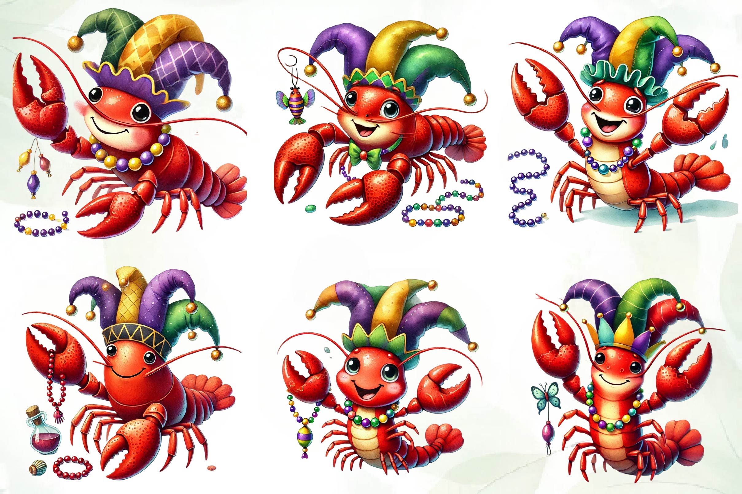 Mardi Gras Crawfish Clipart Bundle 1 - CraftNest - Digital Crafting and Art