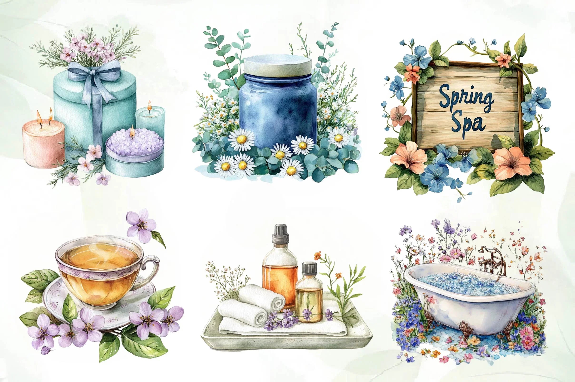 Spring Spa Day Clipart Bundle