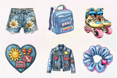 1990 Denim Summer Clipart Bundle - CraftNest - Digital Crafting and Art
