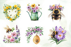 Spring Bees Clipart Bundle - CraftNest - Digital Crafting and Art