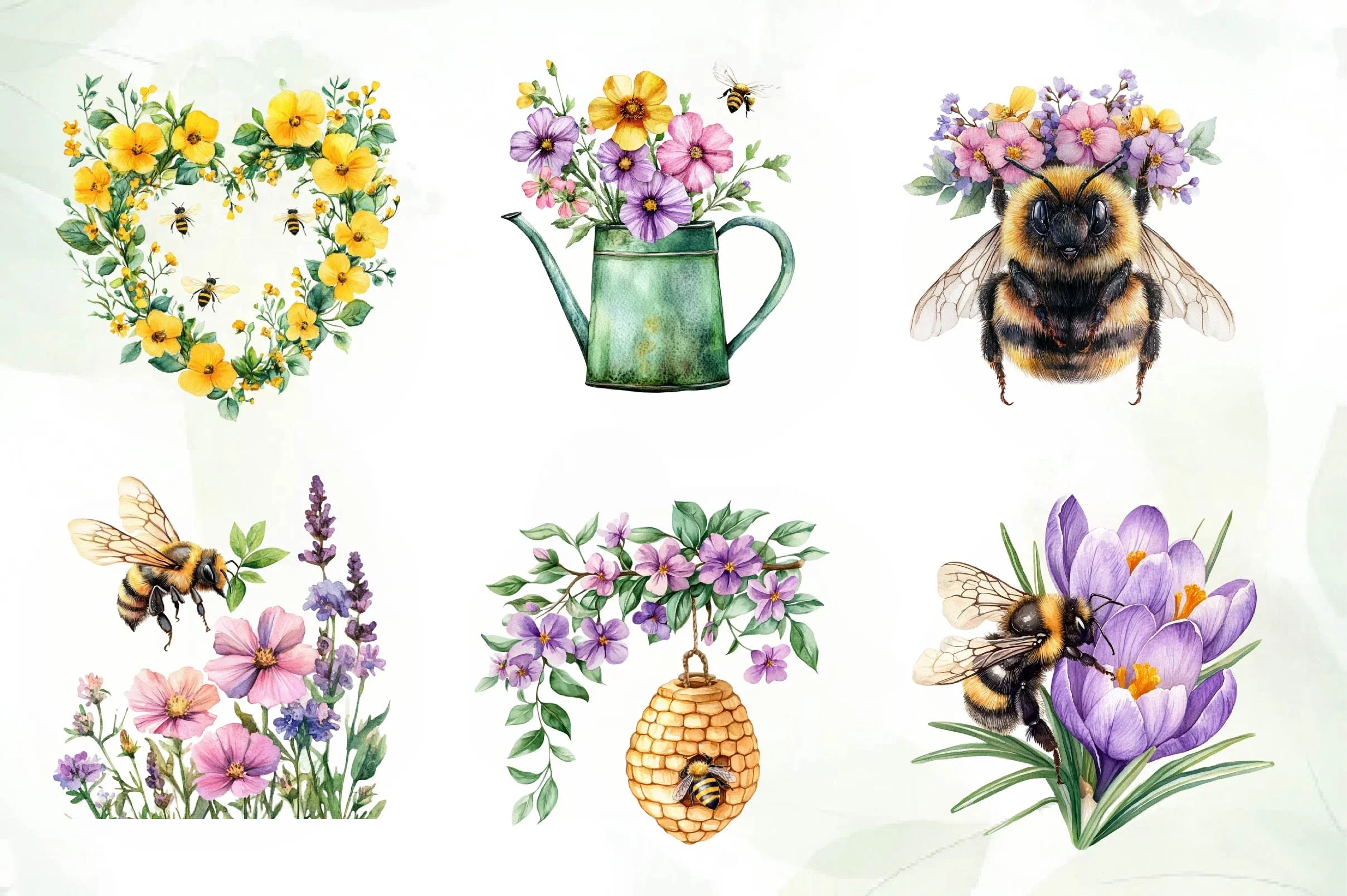 Spring Bees Clipart Bundle - CraftNest - Digital Crafting and Art