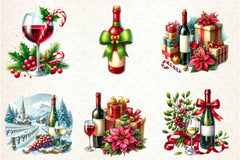 Christmas Red Wine Clipart Bundle - CraftNest - Digital Crafting and Art