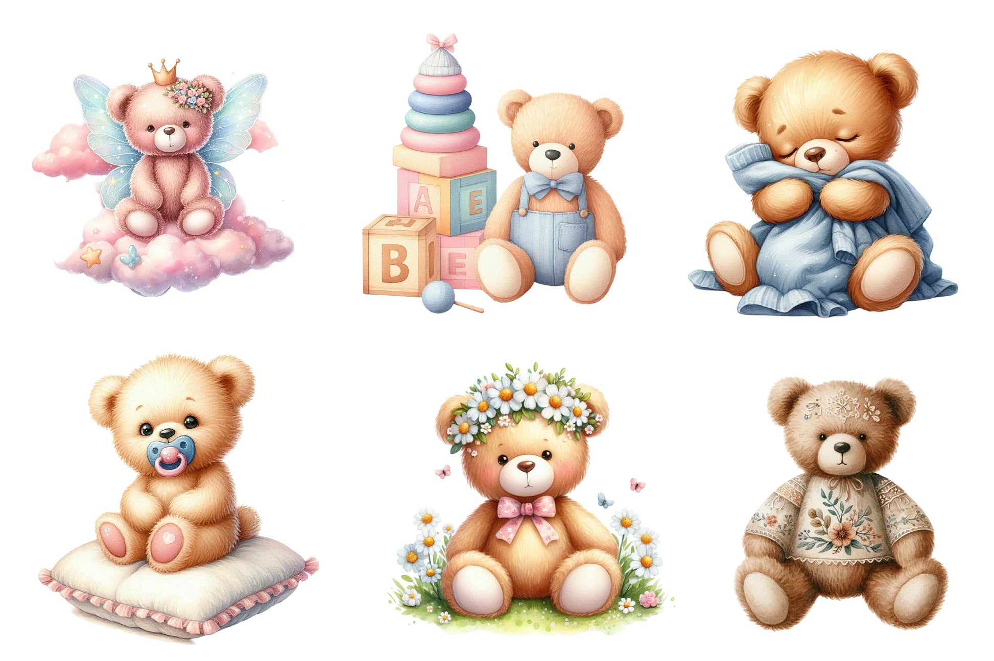 Cute Plush Toy Teddy Bear Clipart Bundle - CraftNest - Digital Crafting and Art
