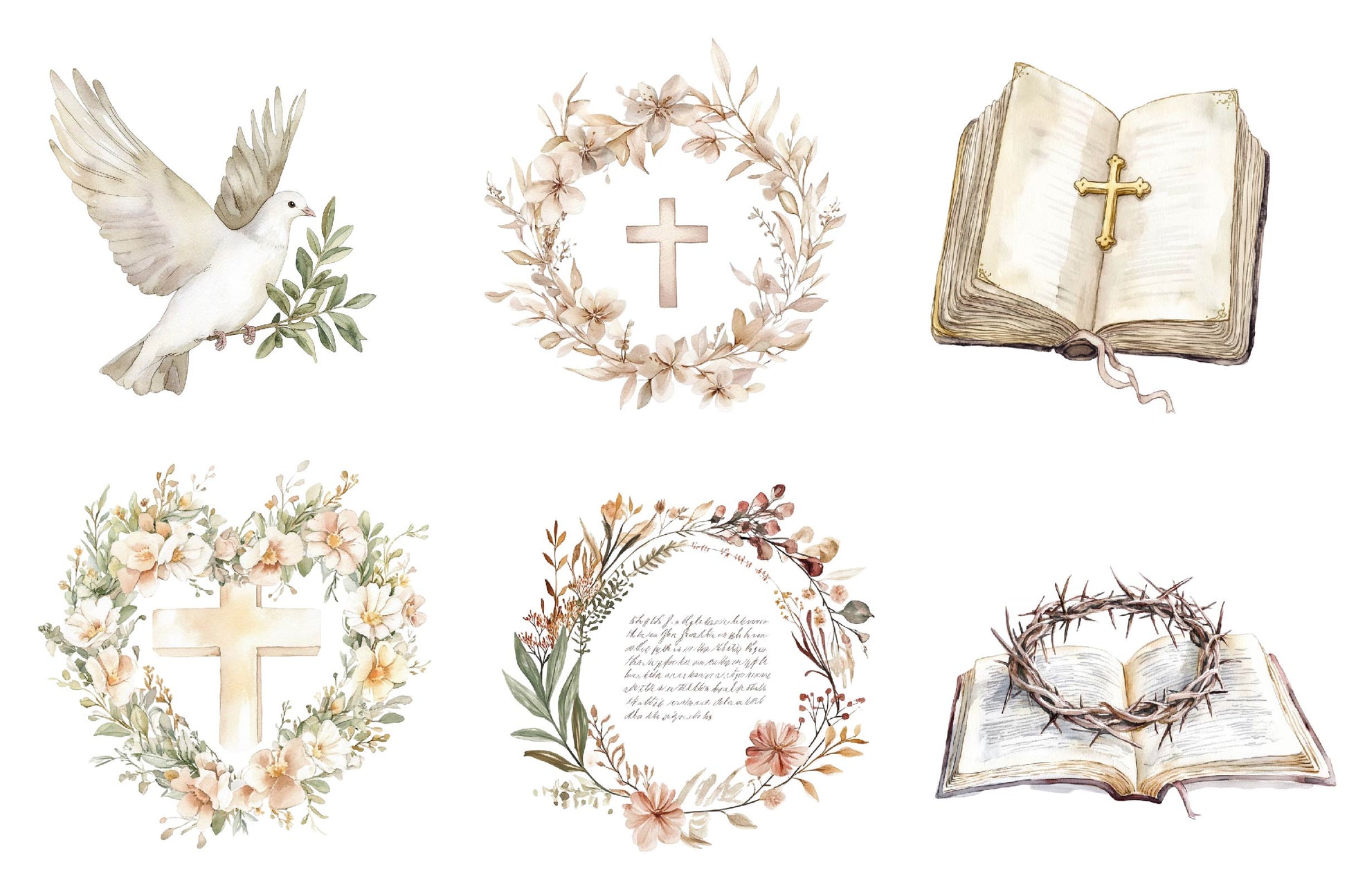 Beige Christian Easter Clipart Bundle - CraftNest - Digital Crafting and Art