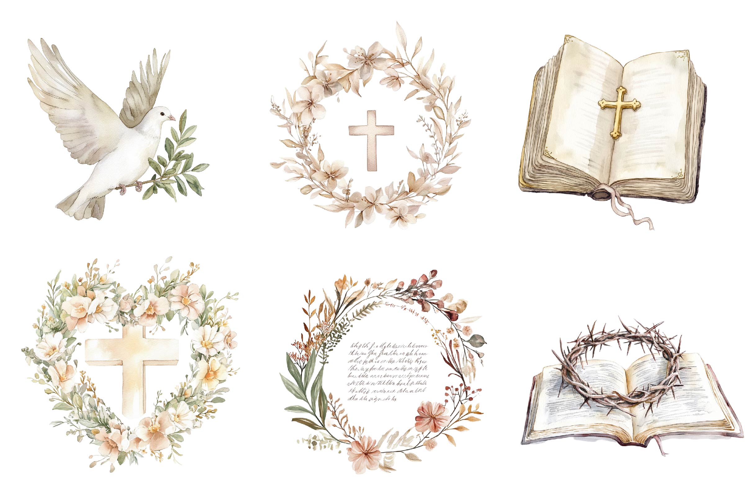 Beige Christian Easter Clipart Bundle - CraftNest - Digital Crafting and Art