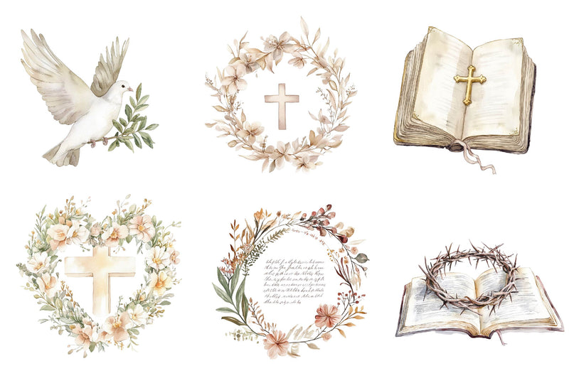 Beige Christian Easter Clipart Bundle - CraftNest - Digital Crafting and Art