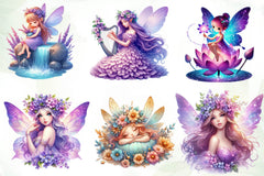 Magical Garden Purple Fairies Clipart Bundle 2 - CraftNest - Digital Crafting and Art