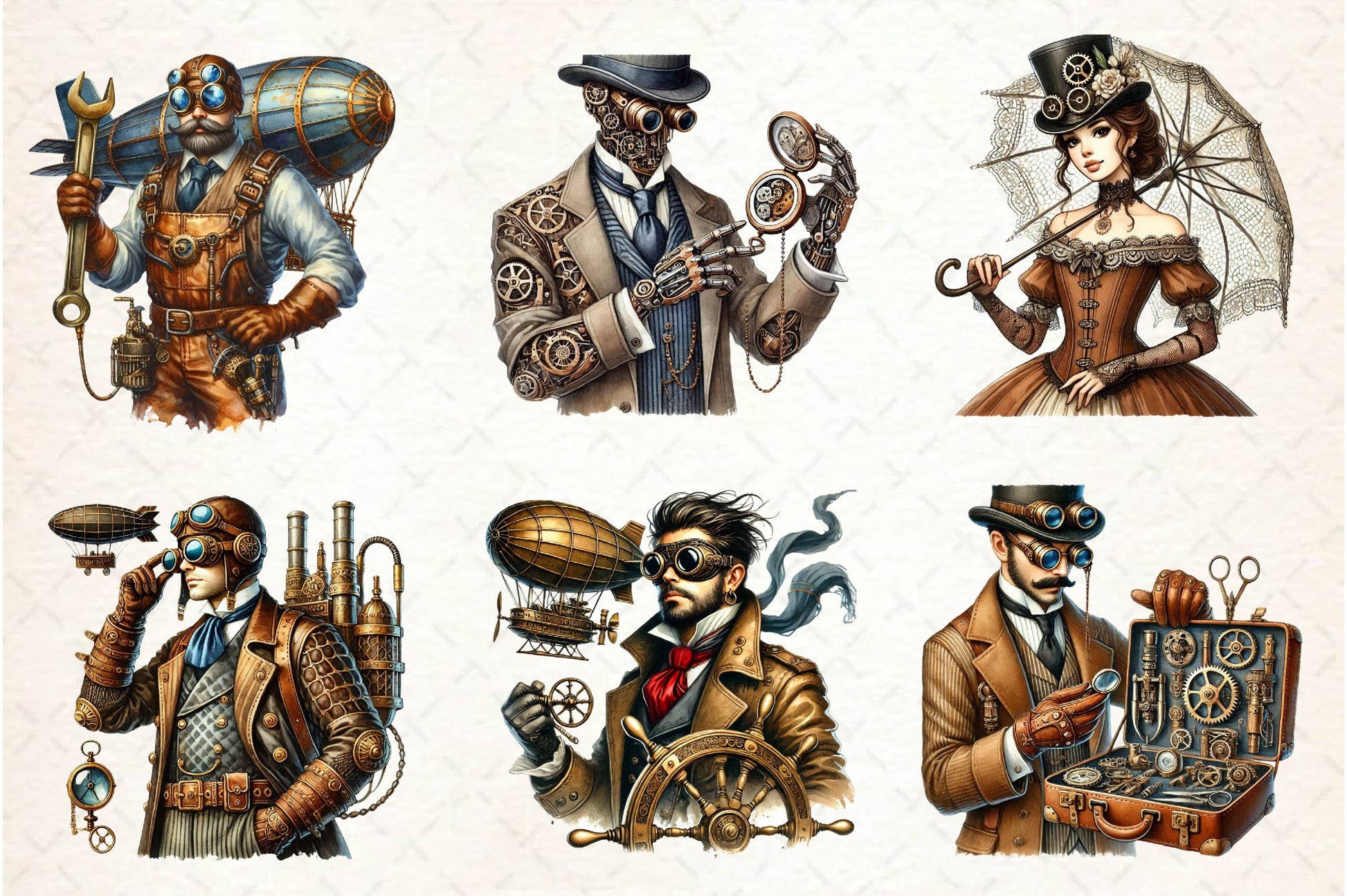 Steampunk Character Clipart Bundle - CraftNest - Digital Crafting and Art