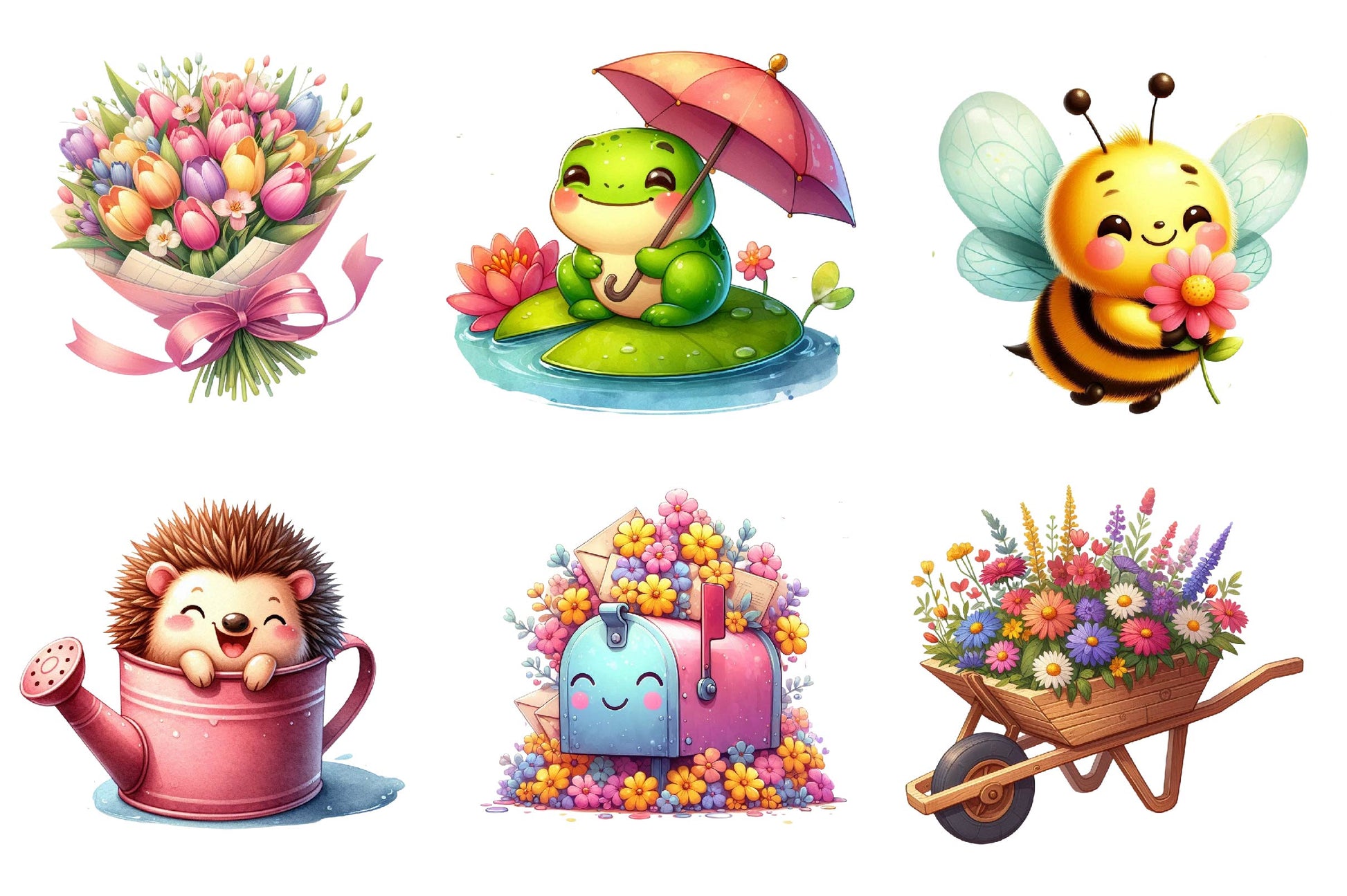 Happy Spring Water Color Clipart Bundle - CraftNest - Digital Crafting and Art