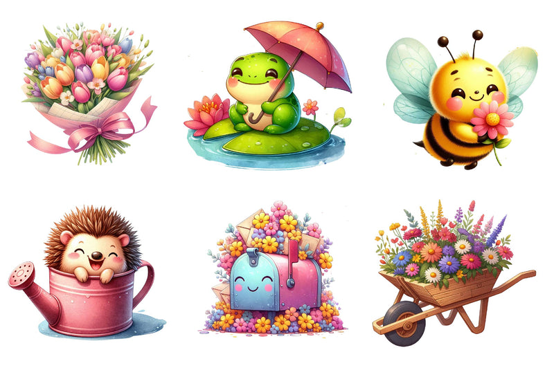 Happy Spring Water Color Clipart Bundle - CraftNest - Digital Crafting and Art