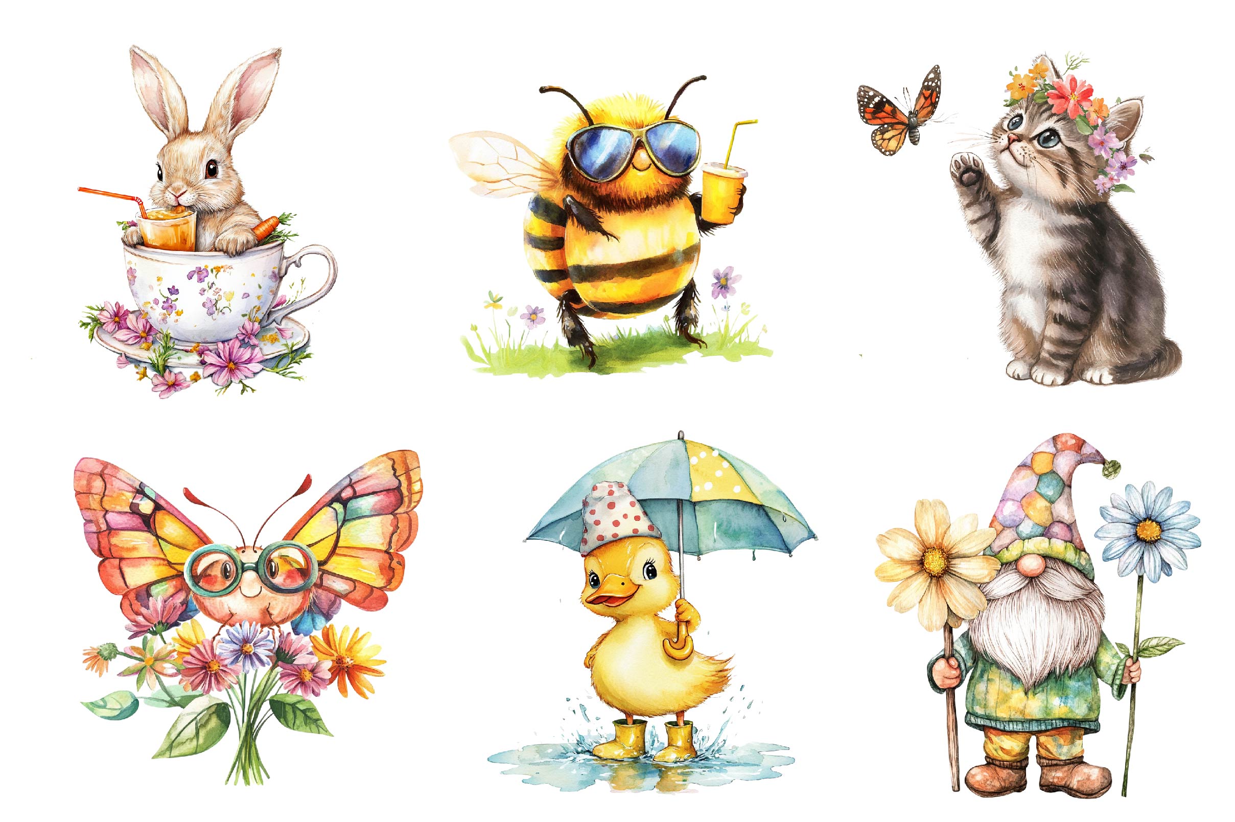 Funny Happy Spring Clipart Bundle - CraftNest - Digital Crafting and Art