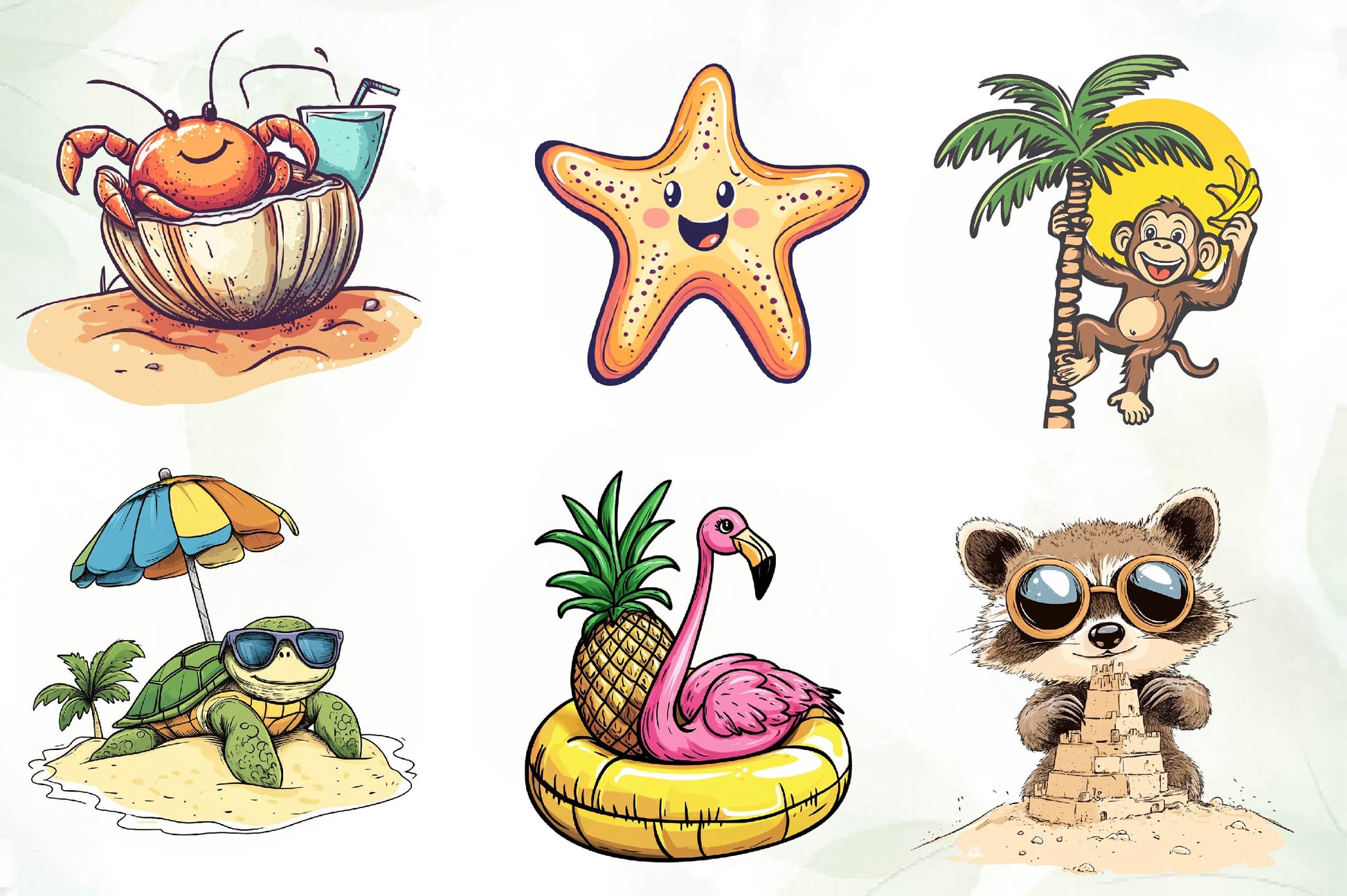 Beachy Summer Animals Clipart Bundle - CraftNest - Digital Crafting and Art