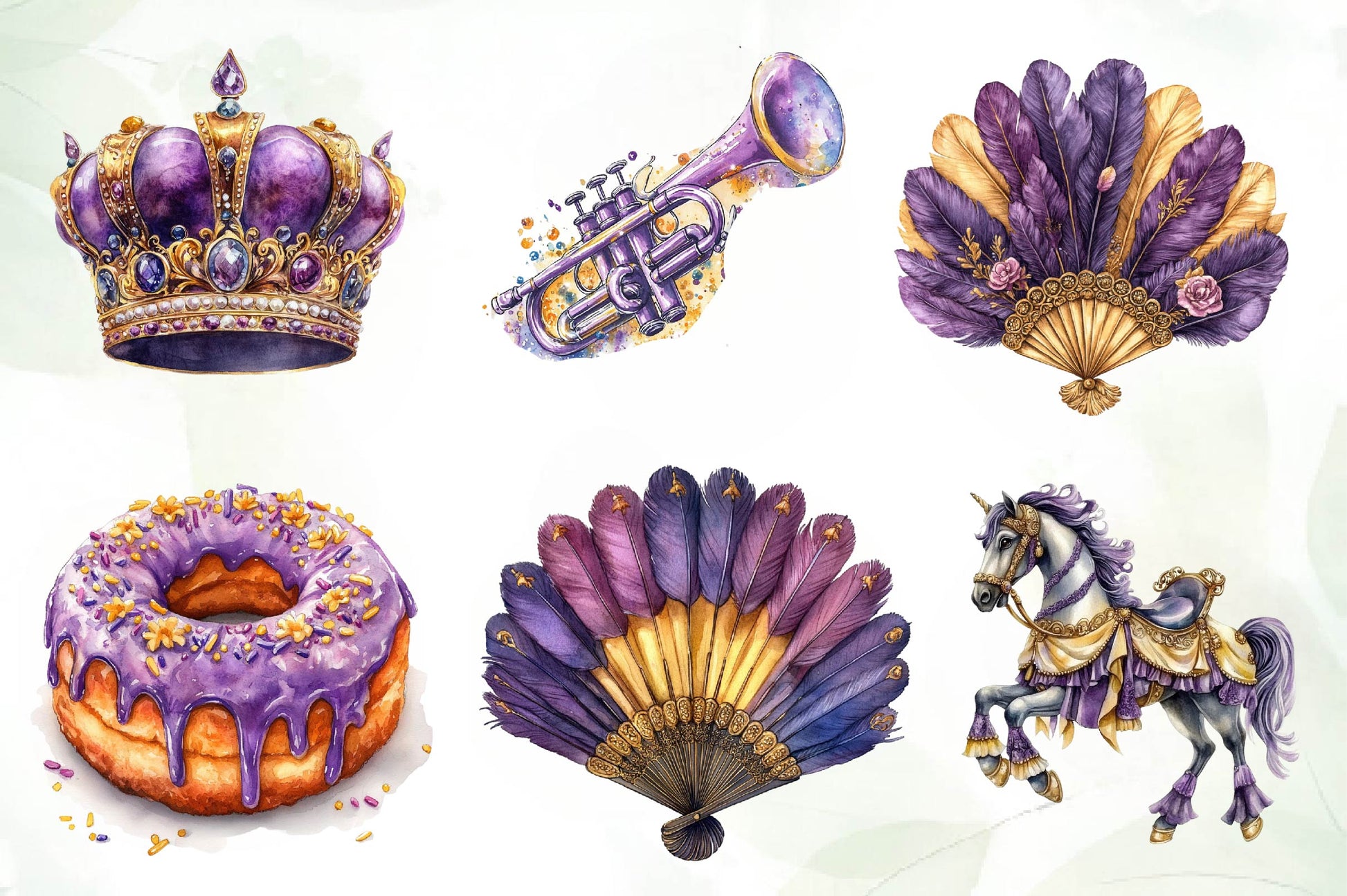 Pastel Mardi Gras Clipart Bundle - CraftNest - Digital Crafting and Art