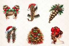 Girl Hairstyle Christmas Clipart Bundle - CraftNest - Digital Crafting and Art