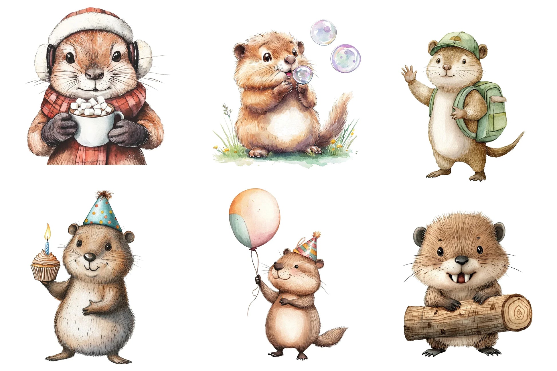 Cute Beaver Clip Art Woodland Animals Clipart Bundle - CraftNest - Digital Crafting and Art