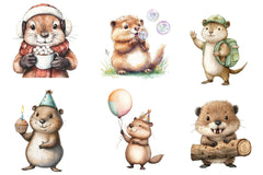 Cute Beaver Clip Art Woodland Animals Clipart Bundle - CraftNest - Digital Crafting and Art