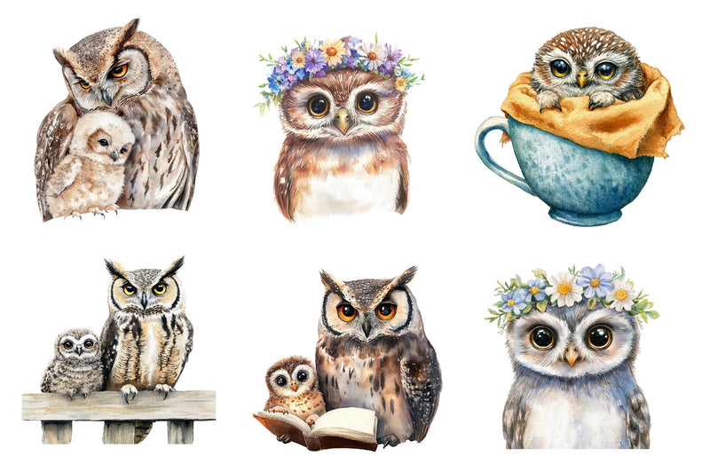 Owl & Owlet Clipart Bundle - CraftNest - Digital Crafting and Art