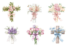 Spring Floral Cross Coquette Bow Clipart Bundle - CraftNest - Digital Crafting and Art