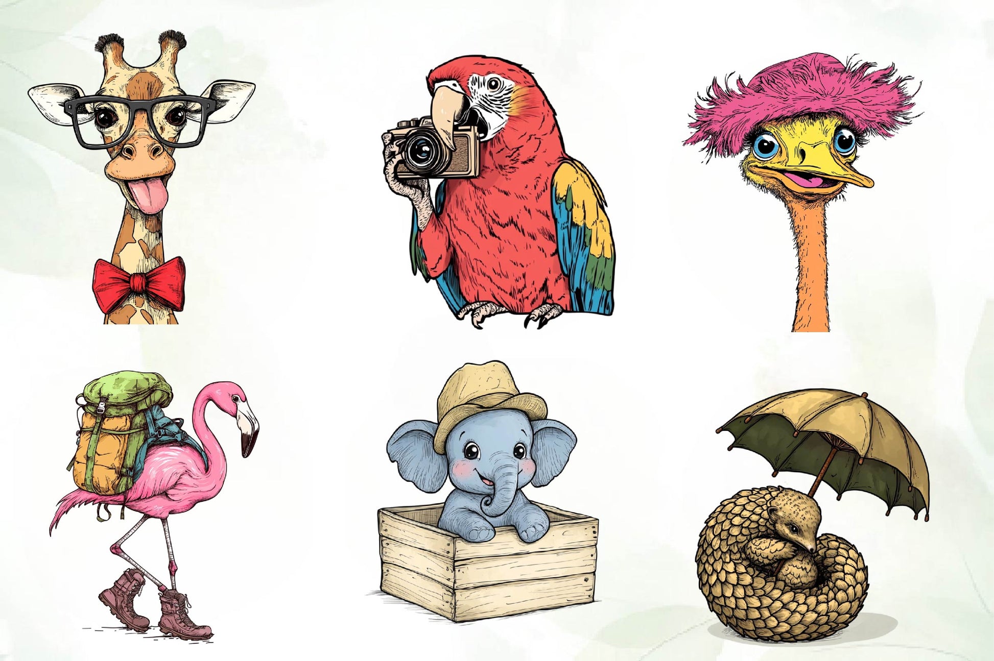 Quirky Safari Animals Clipart Bundle - CraftNest - Digital Crafting and Art