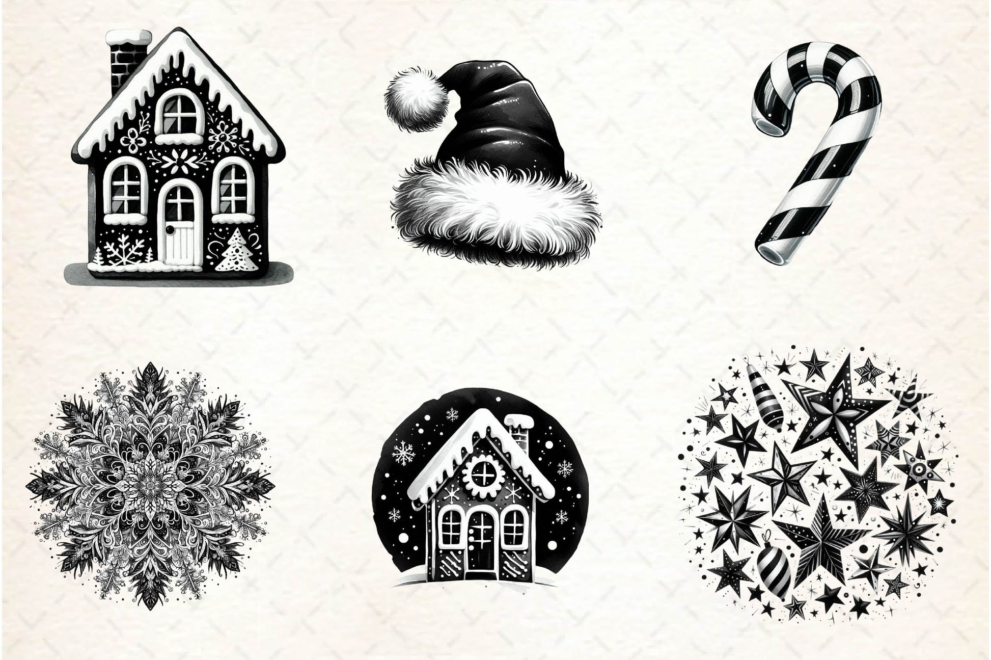 Black And White Christmas Clipart Bundle - CraftNest - Digital Crafting and Art