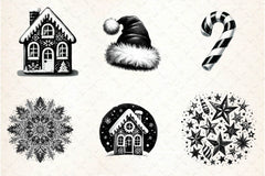 Black And White Christmas Clipart Bundle - CraftNest - Digital Crafting and Art