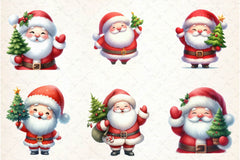 Kawaii Santa Claus Christmas Clipart Bundle - CraftNest - Digital Crafting and Art