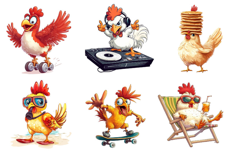 Quirky Funny Chicken Clipart Bundle - CraftNest - Digital Crafting and Art