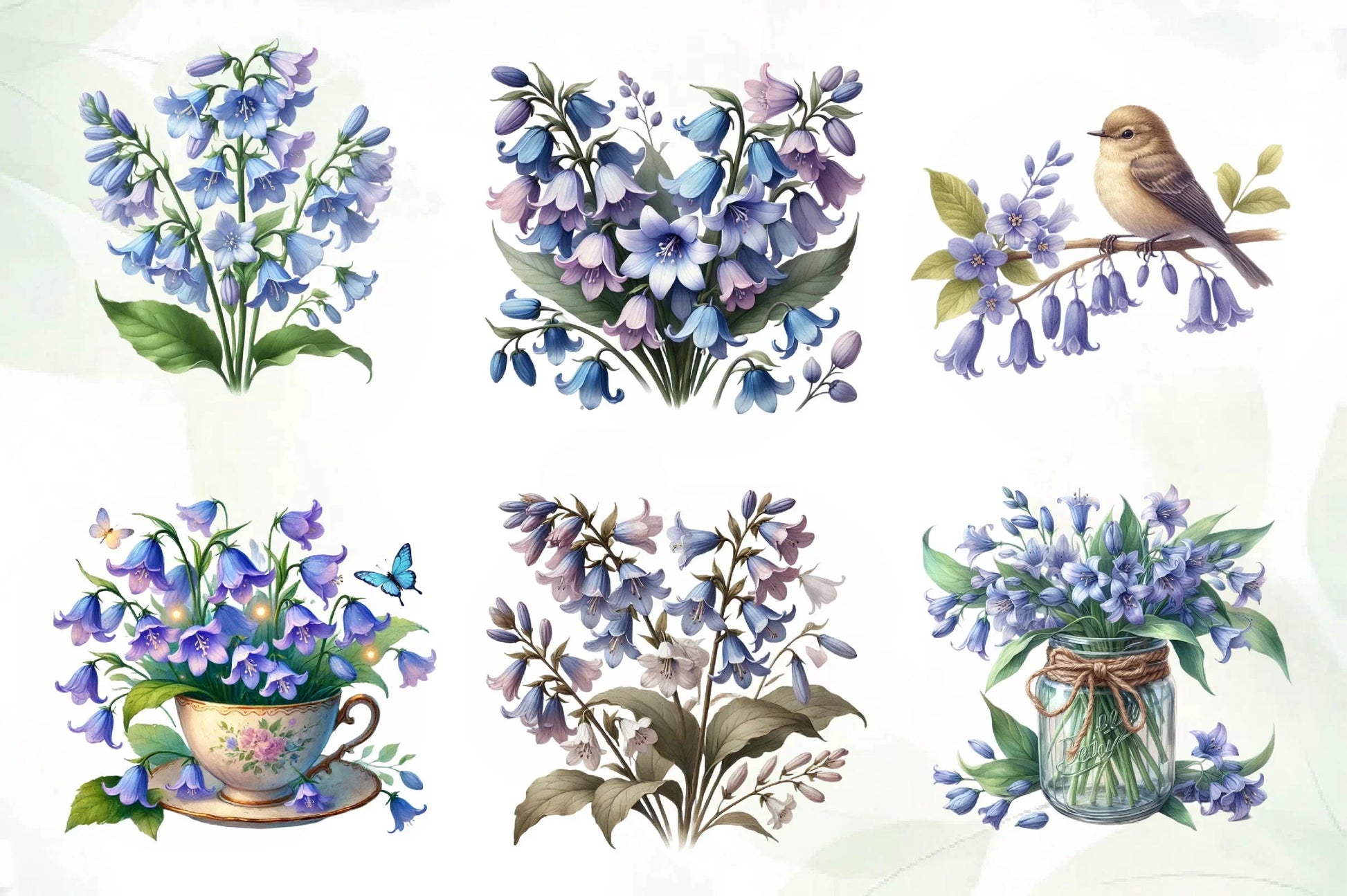 Spring Virginia Bluebells Flower Clipart Bundle - CraftNest - Digital Crafting and Art