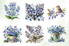 Spring Virginia Bluebells Flower Clipart Bundle - CraftNest - Digital Crafting and Art