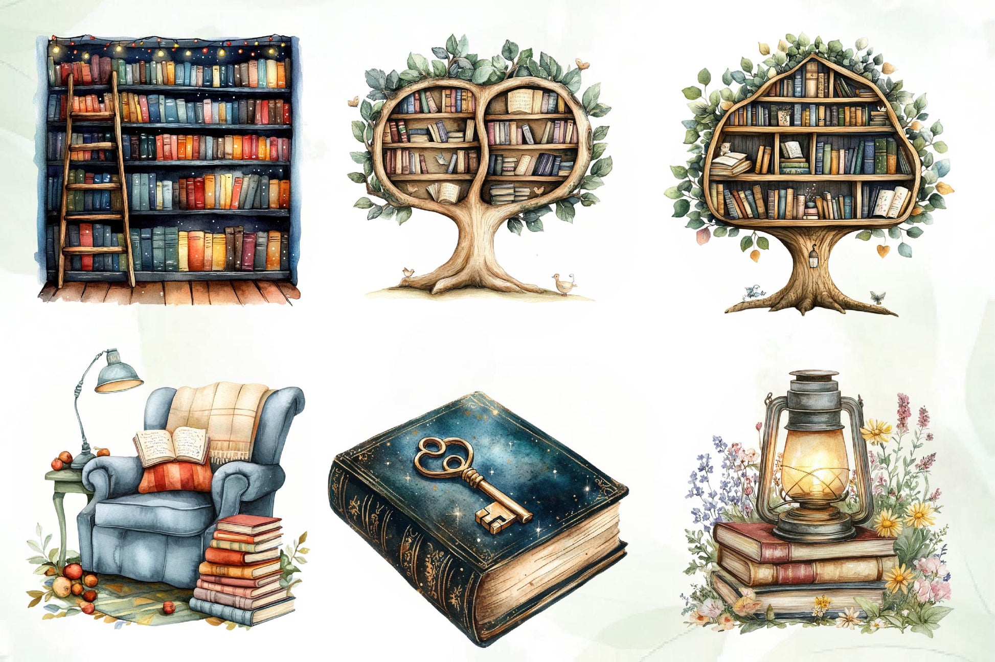 Whimsical Library Clipart Bundle - CraftNest - Digital Crafting and Art