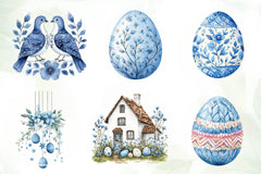 Blue Nordic Easter Clipart Bundle - CraftNest - Digital Crafting and Art