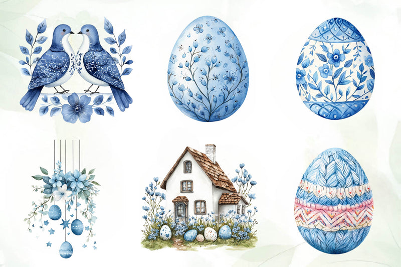 Blue Nordic Easter Clipart Bundle - CraftNest - Digital Crafting and Art