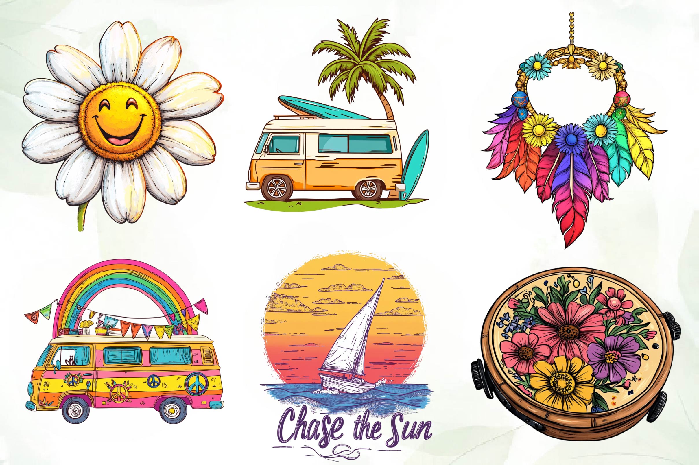 Hippie Summer Clipart Bundle - CraftNest - Digital Crafting and Art