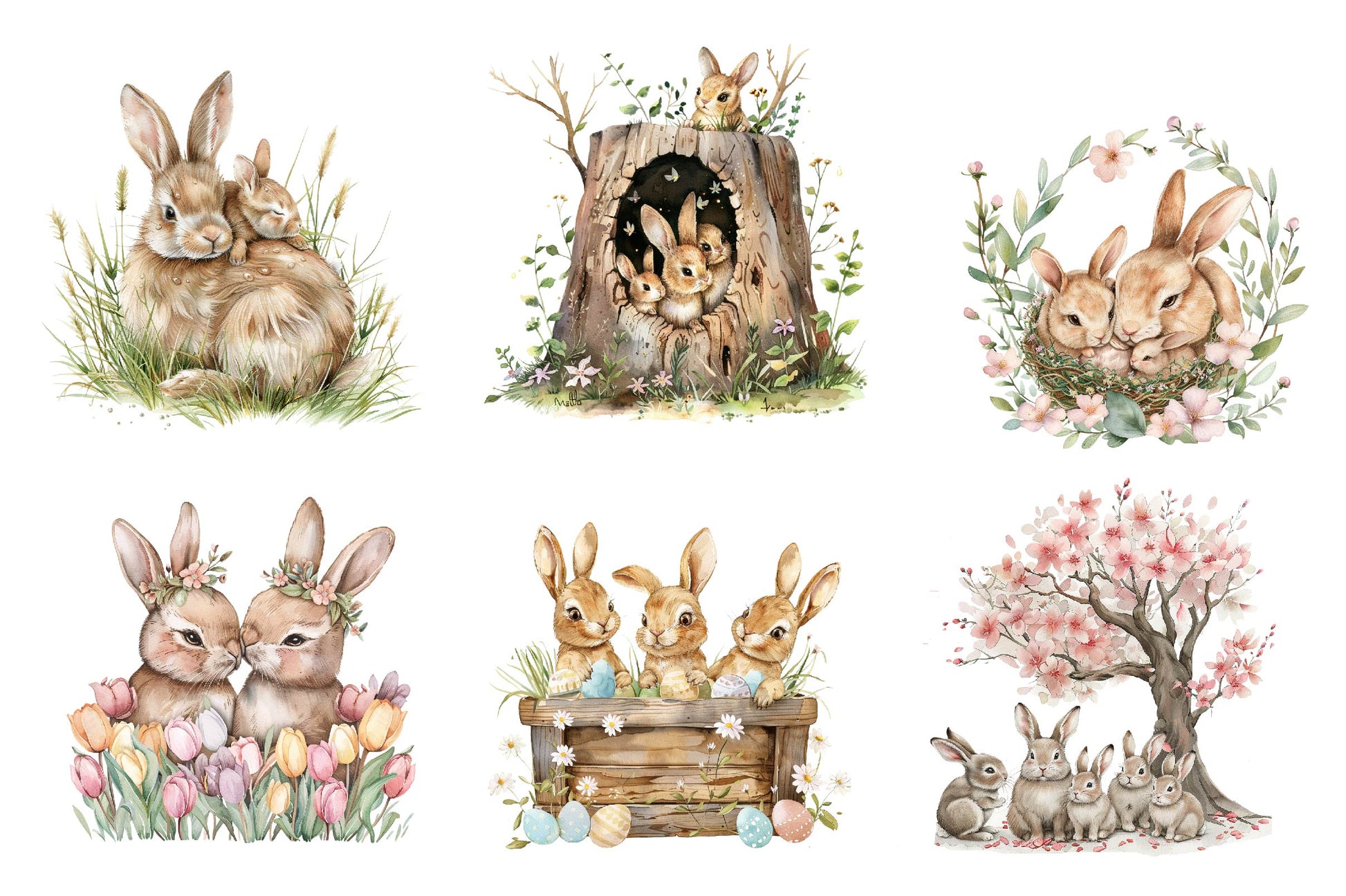 Springtime Bunny Family Clipart Bundle - CraftNest - Digital Crafting and Art