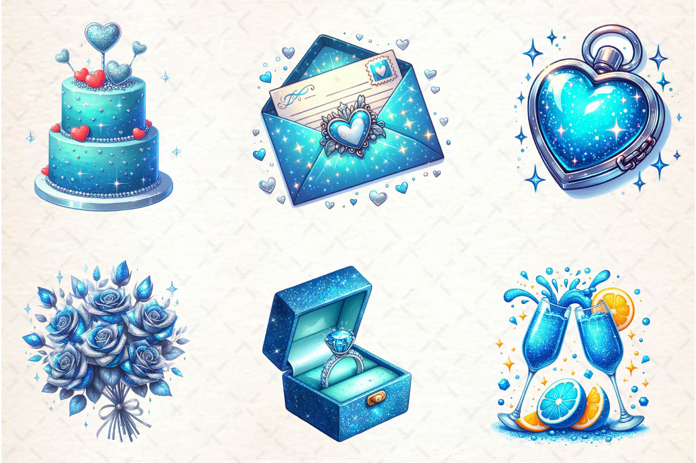 Blue Valentines Day Clipart Bundle - CraftNest - Digital Crafting and Art